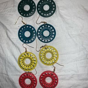 NWOT Lot Of 4 Wooden Dangly Earrings